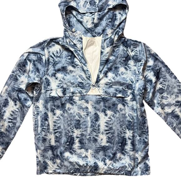 UNDER ARMOUR Storm Hooded Pullover Windbreaker Women’s Small Blue White Spring - Picture 1 of 8